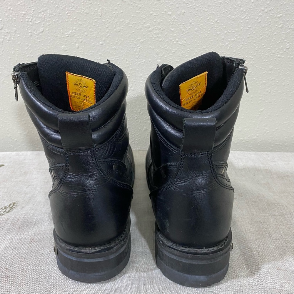 Milwaukee Leather Moto Boots 9EEEUSA Leather Black Moto Boots Side Zipper - Picture 8 of 9